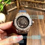 Copy Hublot Big Bang Sang Bleu 904L Black Dial Diamond Bezel Watch